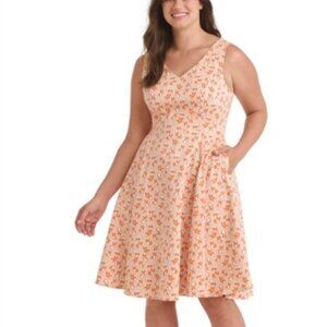 NWT Eva Rose Womens Plus Size 2X Corgi Dog Print Sleeveless Fit Flare Dress NEW